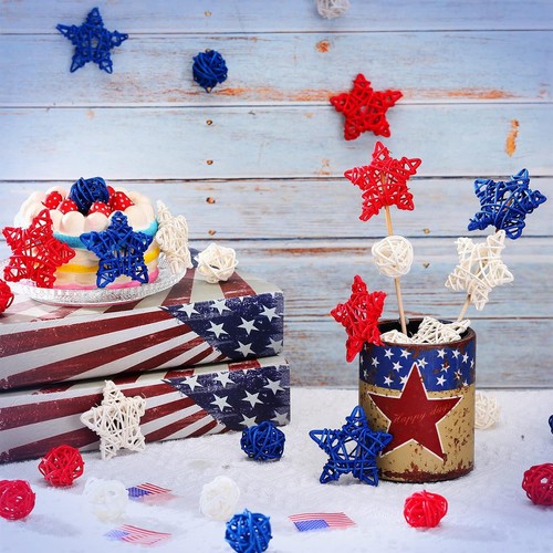 Yulejo 36 Pieces 4th of July Vase Filler for Home Decor Blue, Red, White - Bild 2 von 7