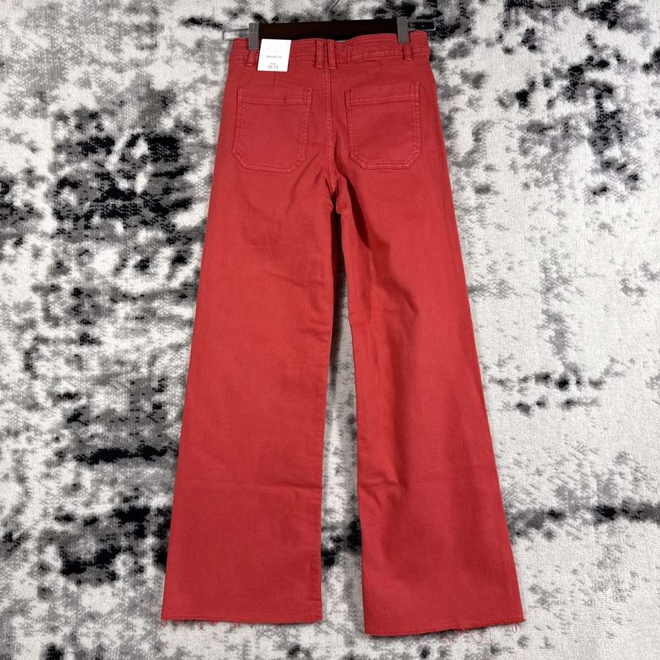 Nuevos Pantalones Zara Mujer Talla 12-13 Años Pierna Ancha Hippie Dobladillo Crudo Patinador Botón Grande Foto 2 de 4