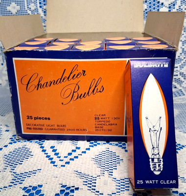 Bulbrite 25W 130V Candelabra Torpedo Bulb CLEAR 15 Pk CHANDELIER 25CTC/32 Korea