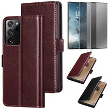 For Samsung Note 20 Ultra Leather Case Flip Cover / Privacy Screen Protector