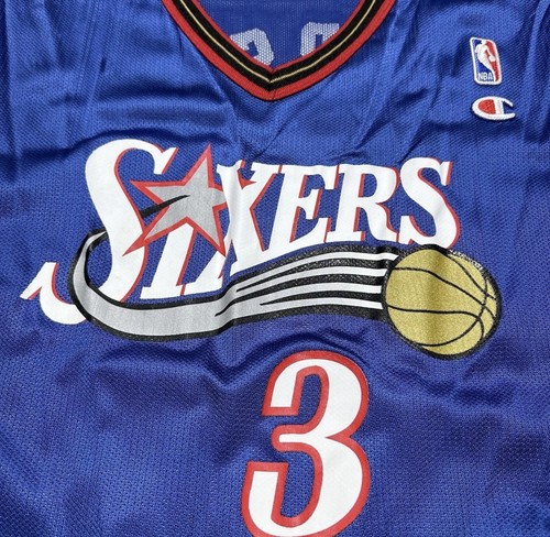 Vintage Allen Iverson Jersey Men’s 2XL/52 Philadelphia 76ers Blue Champion Brand - Picture 3 of 10