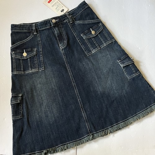 Blue Denim Skirt A-Line Pockets Size 10 - Picture 14 of 17