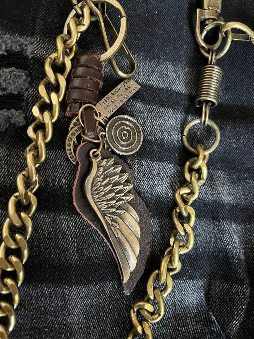 Vintage Eagle Feather Wallet Chain 70cm Keyring American Casual Used