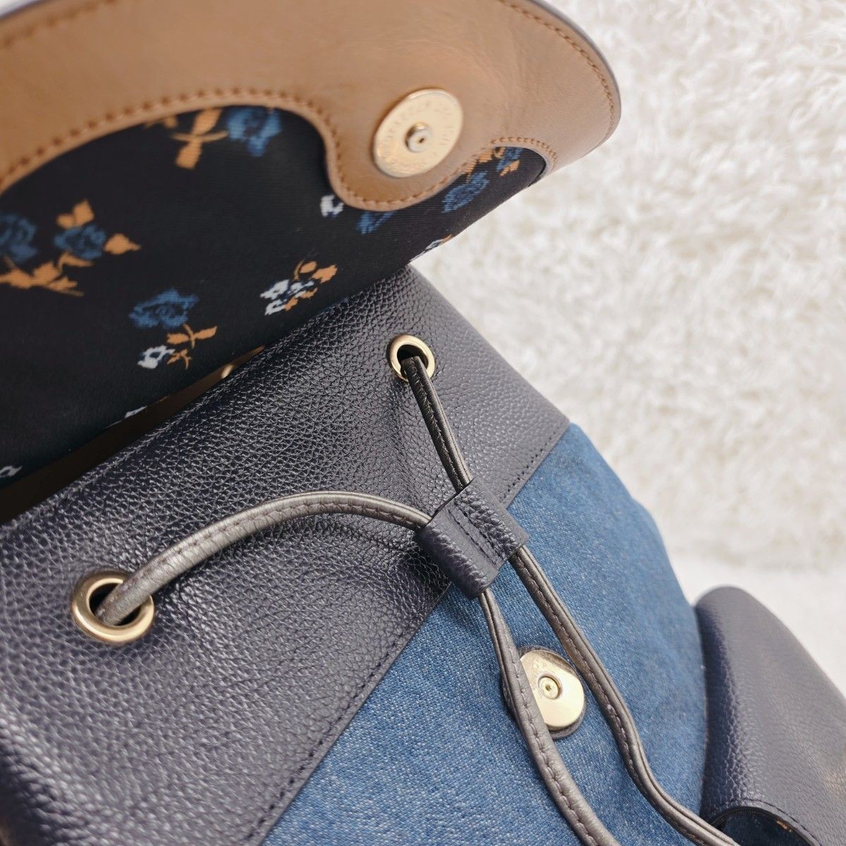 COACH  Leather Denim Drawstring Backpack Daypack … - image 17