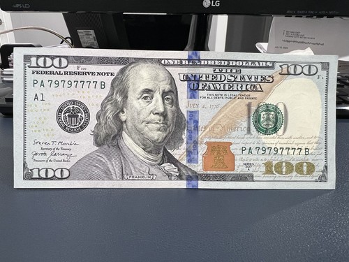 2017a 100 $ Federal Reserve Fancy Binary Lucky 7s PA79797777B Stempelglanz - Bild 3 von 3