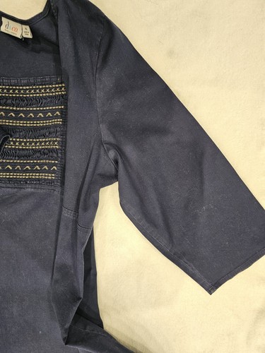 D & C, Denim & Co. Womens Blouse Boho, Gathered Front With Decor Stitching Sz XL - Picture 4 of 13