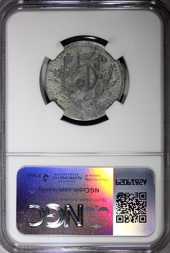 ALGERIA 1921 5 Centimes Chamber of Commerce NGC AU58 KM# TnA1 (24) - Picture 3 of 5