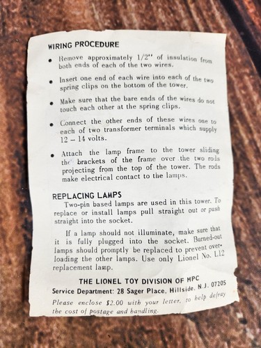 RARE Lionel #6-2195 O Scale Flood Light Tower Untested 1970 Exclusive with Box - Picture 9 of 15
