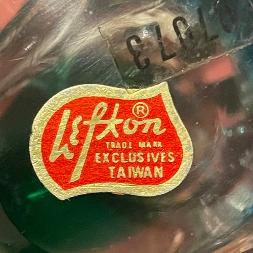 Lenox Kittys Caper Art Glas Katze Briefbeschwerer Figur blau grün innen - Bild 8 von 8