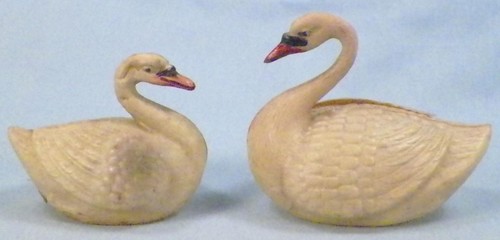 2 Schwan Zelluloid Spielzeug Figuren Weihnachten Putz Vintage klein #90 wie besehen - Bild 3 von 7