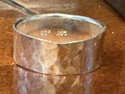 Wide Artisan Sterling Silver Hand Hammered Band Ring Size 8.5 MP Makers Mark