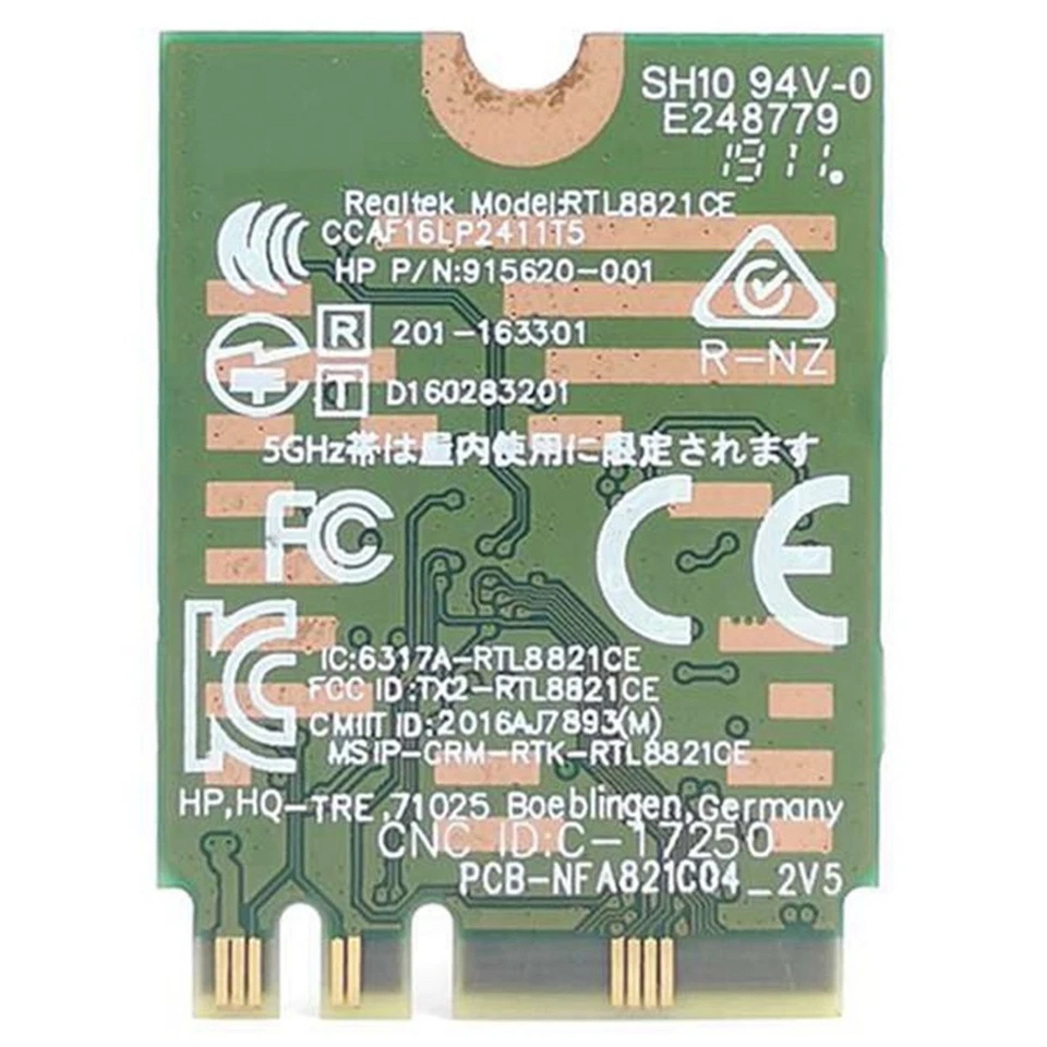 RTL8821CE 802.11AC 1X1 Wi-Fi+BT 4.2 Combo Adapter Card SPS 915621-001 5575 - Image 4 of 4