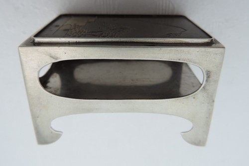 Antiguo estuche japonés Meiji de plata de ley soporte de caja grabado a mano superior - Imagen 15 de 15