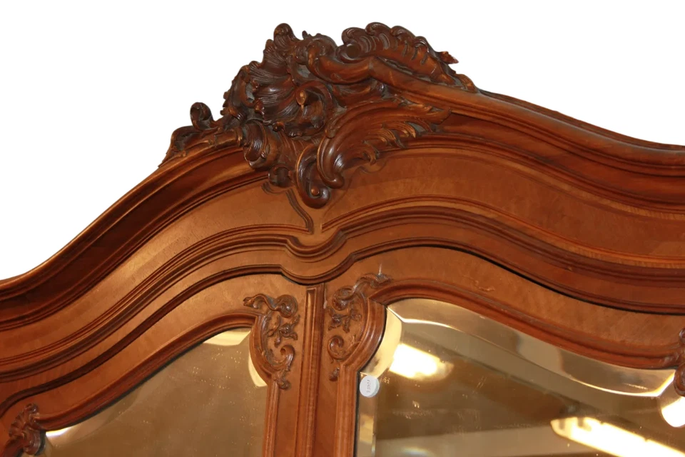 Armadio stile Luigi Filippo Con Specchi a 2 Ante in legno di noce - Immagine 4 di 4