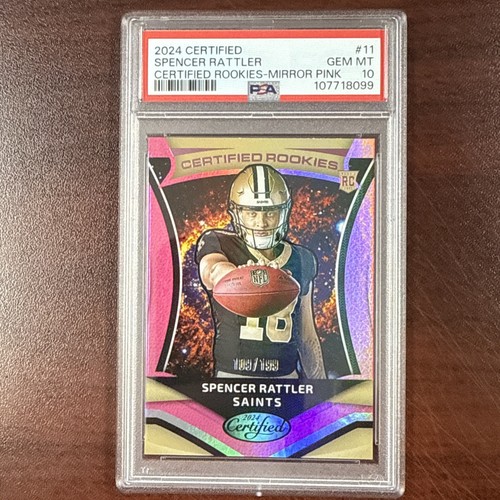 Espejo rosa Spencer Rattler #11 de novato certificado Panini 2024/199 - Imagen 1 de 3