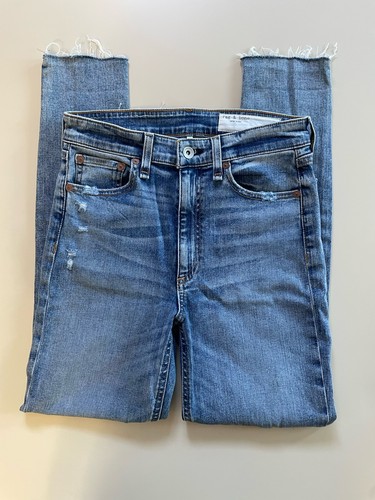 Jeans Rag & Bone donna 27 blu Nina vita alta skinny elasticizzato lavaggio medio - Foto 4 di 14