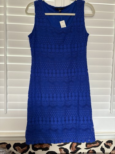 TIANA B Dress Womens Small Blue Crochet Lace Sheath Cocktail Party Holiday NWT - Bild 1 von 7