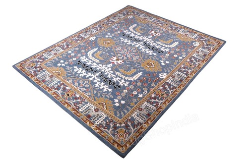 Handmade Tufted Wool Area Rug – Oriental Medallion Carpet for Living Room - Picture 7 of 7