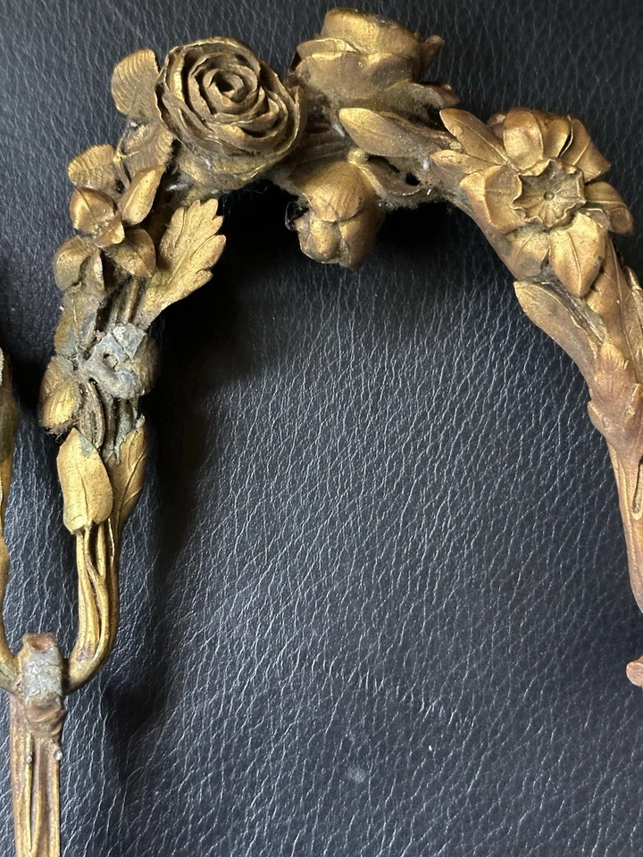 Antique Ormolu Gilt Bronze Floral Swag Mount – French/Italian Furniture Applique - Image 3 of 4