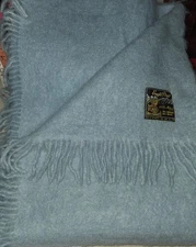Eagle Products Light Blue Mohair Wool Blend Throw Blanket  Made In Germany 50x68