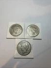 Lot of Three 1923 $1 Peace Silver Dollars in Capsules