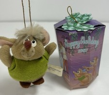 Walt Disney CINDERELLA GUS THE MOUSE 3" Plush Stuffed Vintage Toy Ornament Box
