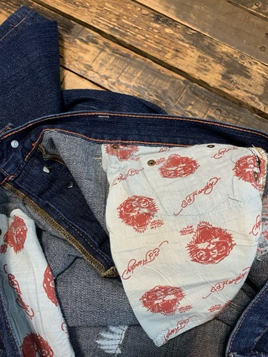 Usado en Excelente Condición Ed Hardy Denim Vintage 2007 Tiger Jeans Botón Mosca Para Hombres 40/30 Pierna Recta - Imagen 6 de 13
