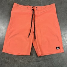 Quiksilver Boardshorts Mens 34 Orange Stretch Beach Surf Flaws Preowned