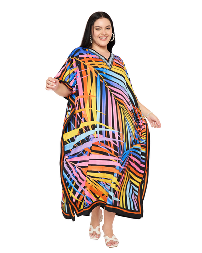 Women's Kaftan Dress Long Maxi Gown Hippie Boho Style Summer Beachwear Plus Size - Picture 129 of 205
