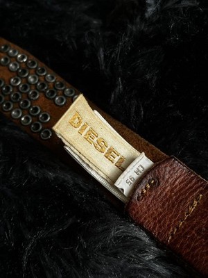 Diesel Men 00S Studs Belt Y2K Grunge Vintage Size 95cm Brown