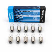 10X Ba9S T4W Metall Sockel Glas Lampe 12V 4 Watt Standlicht GlüHbirne Bluetech®