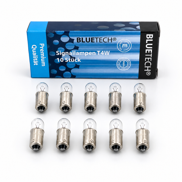 10X Ba9S T4W Metall Sockel Glas Lampe 12V 4 Watt Standlicht GlüHbirne Bluetech®-image