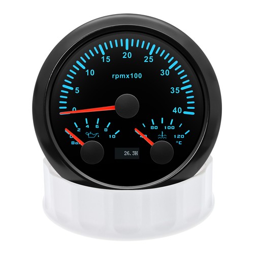 85MM Boat 3 IN 1 Gauge Tachometer 0-4000RPM With Water Temp ℃ Oil Pressure BAR - Picture 8 of 11