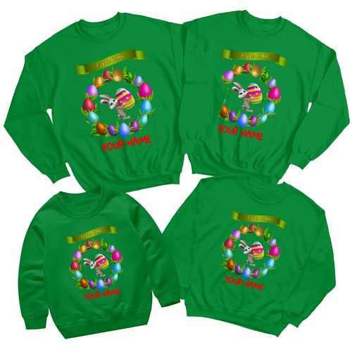 Personalised Family Bunny Egg Happy Easter Sweatshirt Jumper Matching Outfit #ED - Picture 16 of 27