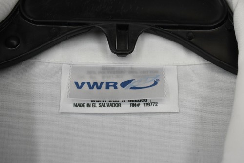 VWR Men White Notch Long Sleeve Snap Front Patch Pocket Technology Lab Coat L - Picture 3 of 8