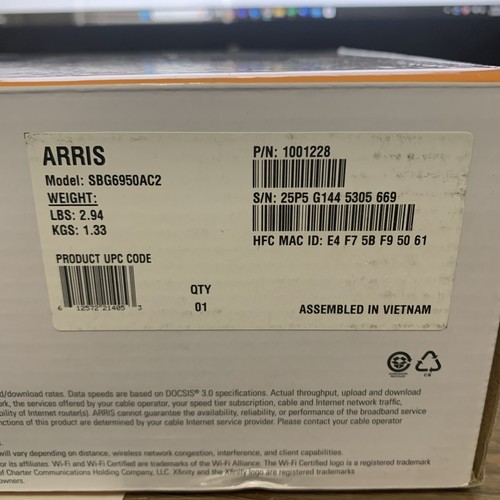 ARRIS Surfboard SBG6950AC2 Cable Modem & Wi-fi Router New Open Box B3 Excellent - Picture 2 of 4