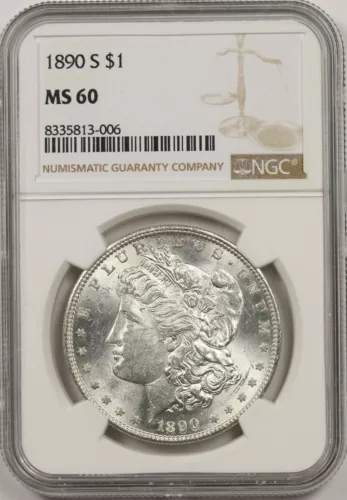 1890-S $1 NGC MS 60 Morgan Silver Dollar