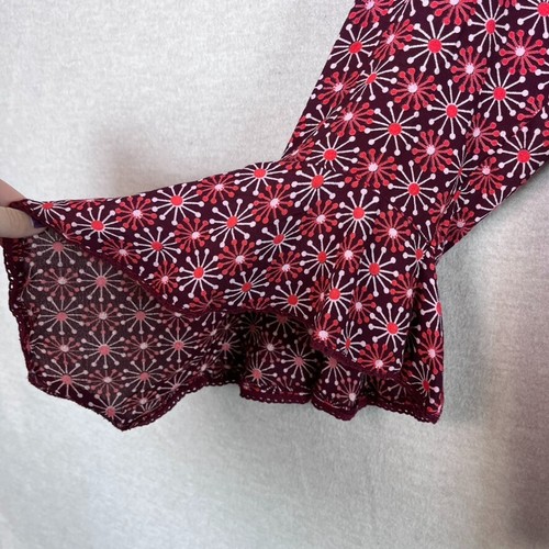 DCC Womens Y2K Babydoll Top Size L Tie Back Floral Flare Sleeve Retro Groovy Mod - Picture 2 of 10