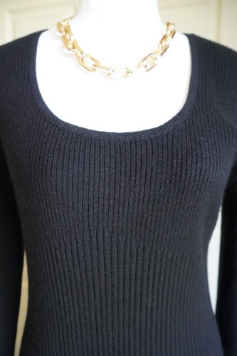 COUNTRY ROAD Dress Size M / 12 Midi Scoop Neck Knit Cotton Wool Cashmere Black - Picture 12 of 19