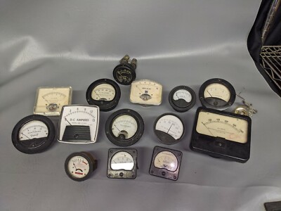 Lot of 14 Various Brand Gauges Amperes Volts Depth D.C. A.C. Milliamperes (6A)