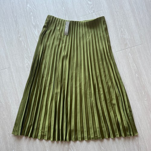 J Crew Gwyneth Pleated Slip Skirt M Green