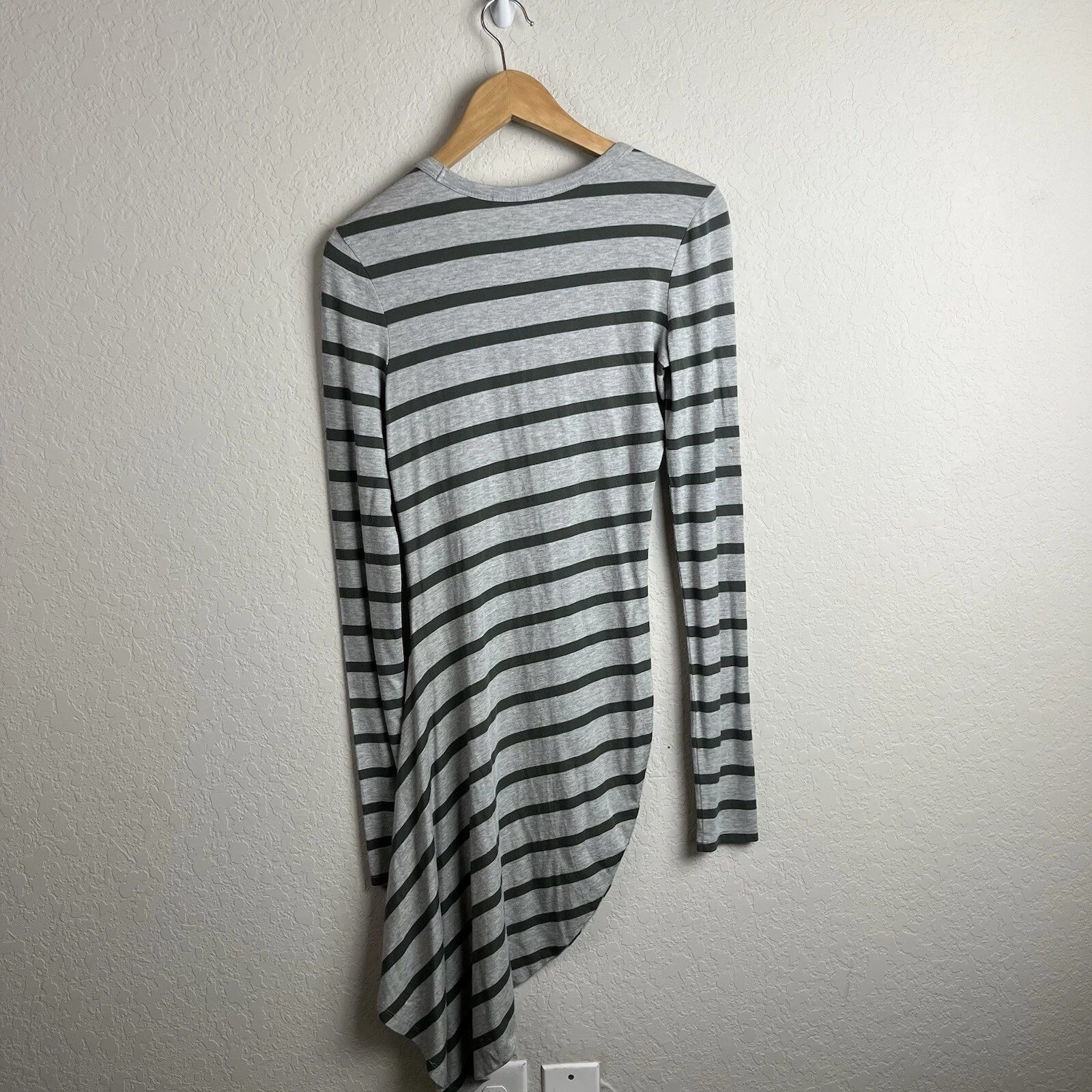 Abito T By Alexander Wang T Shirt S Grigio Verde Righe Asimmetrico Increspato Donna