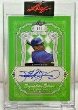 Sammy Sosa 2021 Leaf Signature Series The National Green Autograph Auto #'d 1/1
