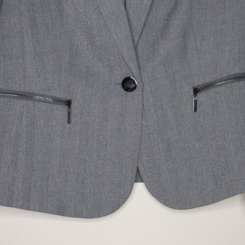 Le Suit Women's One Button Zipper Pocket Notched Collar Grey Blazer 12 B3 - Picture 7 of 16
