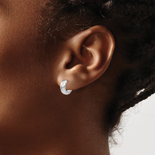 Avariah 14k White Gold Polished Hinged Hoop Earrings - 12mm - Picture 3 of 5