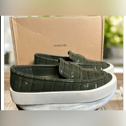 Mocassino Vince Ghita in pelle $250 slip-on croc goffrato taglia 8 EU 38,5 nuovo con scatola - Foto 4 di 16