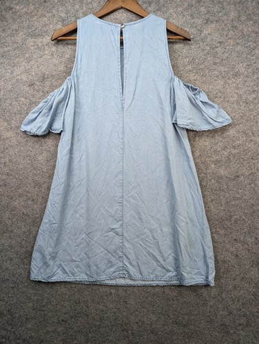 TopShop Dress Womens 6 Blue Cold Shoulder Keyhole Back Mini - Picture 14 of 15