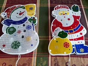 Silhouette Decoration Snowman Santa Christmas Holiday Lighted