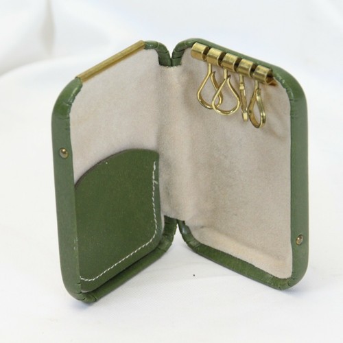 Leder Schlüsseletui Etui Olivgrün Vintage 4 Halter 3 x 2 x 3/4" MCM