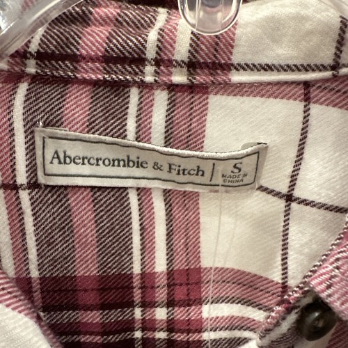 NWT Abercrombie & Fitch Light Flannel Button Up Pink Plaid Shirt Women’s Small - Picture 3 of 7